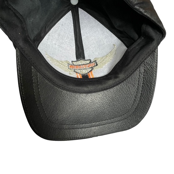 Vintage Genuine Leather Harley Davidson Strap-back  Motorcycle Riding Hat Cap - Picture 13 of 16